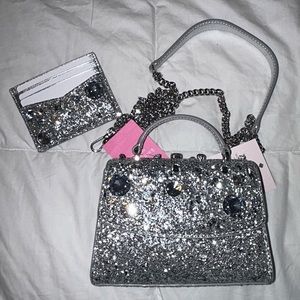 Kate Spade Tinsel Jeweled Micro Satchel & Slim Card Holder